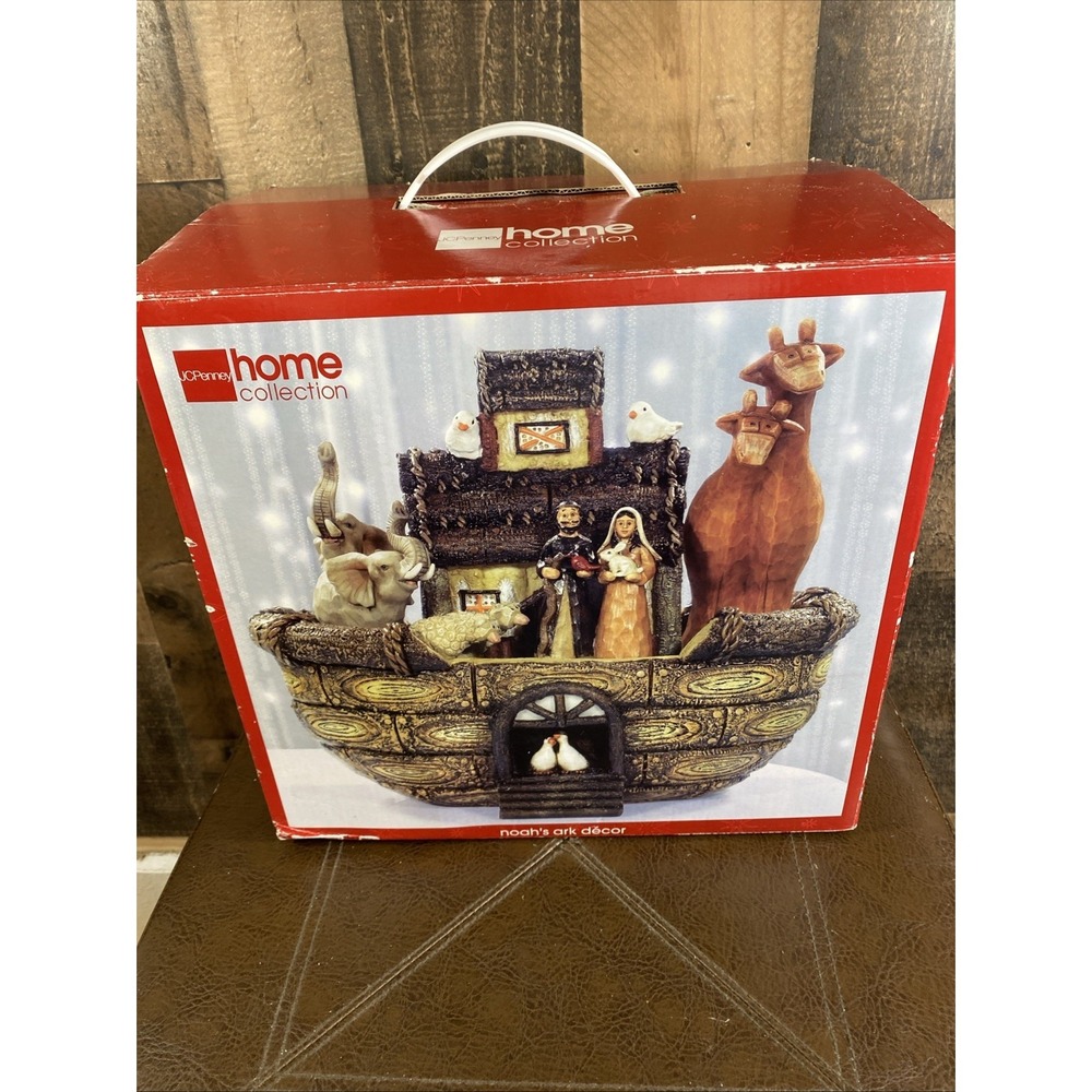 Noah's Ark Decor JCP Home Collection Home Christmas Hand Decorated Rustic Vtg - Picture 14 of 16